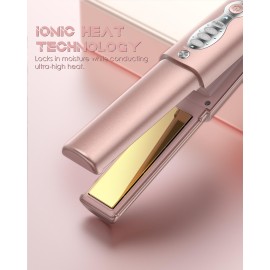 Portable Titanium Cordless Hair Straightener, Heats Up in Seconds & Lasts Up to 50 Minutes & USB C Rechargeable, Dual Voltage Wireless Mini Travel Flat Iron for Edges Bangs - Not for Thick Hair Type