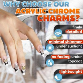 50 Pcs Butterfly Charms for Nails - Silver & Gold Butterfly Nail Charms, Long-Lasting Shine, Nail Decorating Kit for Any Occasion - Sparkly Nails Design for Eye-Catching Style