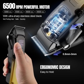 Zesuti Professional Barber Hair Clippers Trimmer Shaver Set for Men,Cordless Hair Cutting Kit & Zero Gap T-Blade Trimmer & 8500 RPM Electric Shaver Combo with EVA Case,Mens Gift