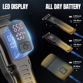 Zesuti Professional Barber Hair Clippers Trimmer Shaver Set for Men,Cordless Hair Cutting Kit & Zero Gap T-Blade Trimmer & 8500 RPM Electric Shaver Combo with EVA Case,Mens Gift