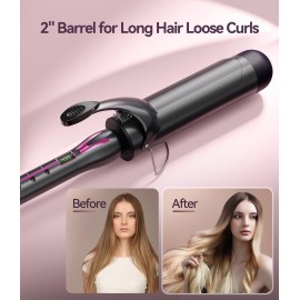 ORYNNE 2 Inch Curling Iron for Long Hair, Large Barrel Curling Iron 2 Inch for Loose Curls, 14 Heat Settings Big Barrel Curling Iron, Ceramic Curling Iron 2 Inch Barrel with Argan Oil Infused