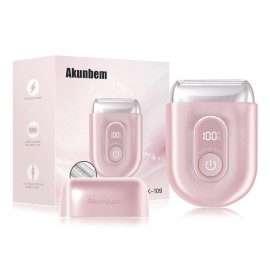 Akunbem Electric Razor for Women - Mini Bikini Trimmer - Shaver for Pubic, Legs, Arm & Body - Painless Hair Removal Device - Cordless Wet & Dry Use