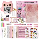FINcredible Photomaker Kit - Instant Print Camera for Kids Plus DIY Journal Kit for Girls - 150 Pcs Tween Journal & Camera for Girls - 6 7 8 9 10 11 12 13 14 Year Old Girl (Cat)