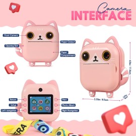 FINcredible Photomaker Kit - Instant Print Camera for Kids Plus DIY Journal Kit for Girls - 150 Pcs Tween Journal & Camera for Girls - 6 7 8 9 10 11 12 13 14 Year Old Girl (Cat)