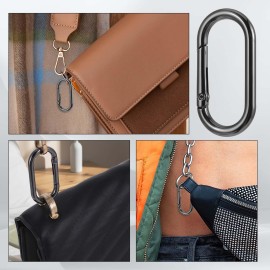 Black Carabiner Clip, 10 Pcs 2 Inch Aluminum Alloy Mini Locking Carabiner Oval Mini Keychain Spring Snap Hooks for Hanging Keychain Backpack Bags (Black)