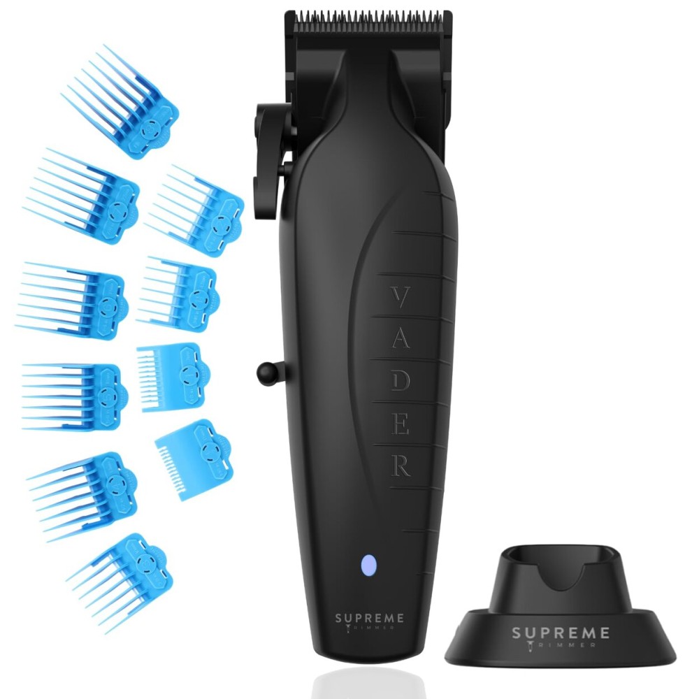 Supreme Trimmer Vader Clipper with DLC Taper Blade STC5098 | 210 Min Run Time 7500 RPM Hair Trimmer | Professional Brushless Motor Barber Clipper | Black Supreme Trimmer Vader Clipper with DLC Taper Blade STC5098 | 210 Min Run Time 7500 RPM Hair Trimmer | Professional Brushless Motor Barber Clipper | Black
