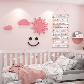 JEVUVU Butterfly Girls Room Decor, Pink Wall Decor for Baby Girl, Girl Bedroom Decor Art Signs, Trendy Stuff Decorations for Kids Nursery Bed Room Dorm Classroom Bathroom