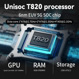 RG556 Retro Handheld Game Console, Android 13 System Unisoc T820 Processor 5.48 Touch Inch AMOLED screen 5500mAh Battery Support WIFI Online DP Output (Transparent Blue)