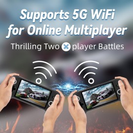 RG556 Retro Handheld Game Console, Android 13 System Unisoc T820 Processor 5.48 Touch Inch AMOLED screen 5500mAh Battery Support WIFI Online DP Output (Transparent Blue)