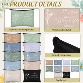 Jetec 30 Pcs Christian Gift for Women Religious Mother\'s Day Gifts Cosmetic Bags Inspirational Bible Verse Pencil Pouch Makeup Bags with Zipper for Travel Women Mother Sister(Simplicity Style)