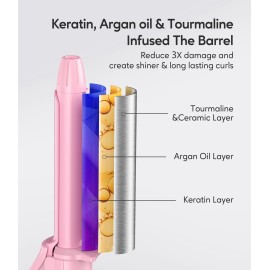 FARERY Mini Curling Iron for Short Hair, 1/2 Inch Travel Size Curling Iron Dual Voltage, Ceramic Mini Hair Curler with 3 Adjustable Temperature, Infused with Keratin & Argan Oil, with Storage Bag