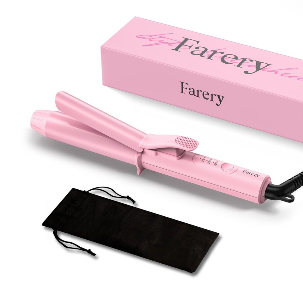 FARERY Mini Curling Iron 1 Inch, Ceramic Mini Hair Curler with 3 Adjustable Temperature, Dual Voltage for Travel, Infused with Keratin & Argan Oil, Travel Size Curling Iron with Storage Bag