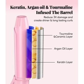 FARERY Mini Curling Iron 1 Inch, Ceramic Mini Hair Curler with 3 Adjustable Temperature, Dual Voltage for Travel, Infused with Keratin & Argan Oil, Travel Size Curling Iron with Storage Bag