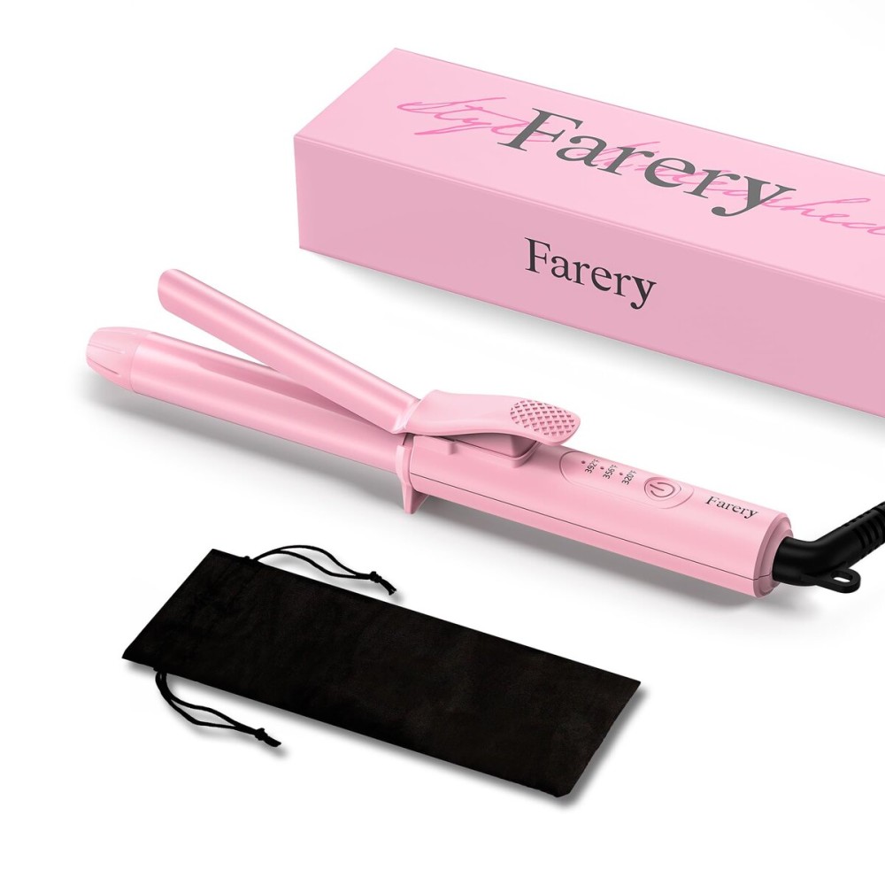FARERY Travel Size Mini Curling Iron 3/4 Inch, Dual Voltage Travel Curling Iron for Short Hair with 3 Adjustable Temperature, Ceramic Mini Hair Curler Infused with Keratin&Argan Oil, with Storage Bag
