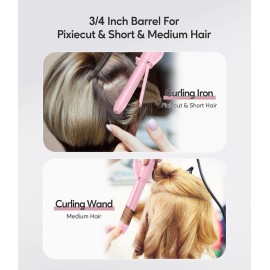 FARERY Travel Size Mini Curling Iron 3/4 Inch, Dual Voltage Travel Curling Iron for Short Hair with 3 Adjustable Temperature, Ceramic Mini Hair Curler Infused with Keratin&Argan Oil, with Storage Bag