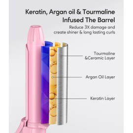 FARERY Travel Size Mini Curling Iron 3/4 Inch, Dual Voltage Travel Curling Iron for Short Hair with 3 Adjustable Temperature, Ceramic Mini Hair Curler Infused with Keratin&Argan Oil, with Storage Bag