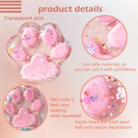 Taba Giant Paw Squishy for Kids Adults, Big Furry Cat Paw Squishy Toys for Stress Relief, Super Soft Squeeze Fidget Toys (Clear&Pink)