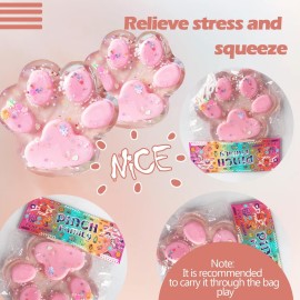 Taba Giant Paw Squishy for Kids Adults, Big Furry Cat Paw Squishy Toys for Stress Relief, Super Soft Squeeze Fidget Toys (Clear&Pink)