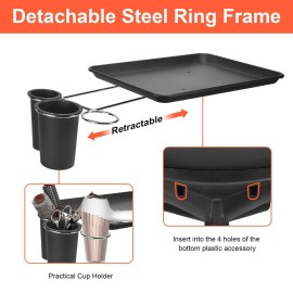 Salon Tray Cart, Metal Tattoo Tray with Tool Holder, Service Rolling Tray Adjustable Height, Storage Tray Trolley for Salon Spa Dental Use, Rolling Tray Cart