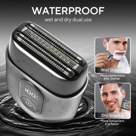 Akunbem Electric Razor for Men Mini Electric Shavers for Men Portable Foil Shaver with Upgraded 3 Floating Razor Blades Wet/Dry Use USB Rechargeable LED Display