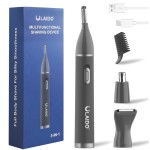 ULAIDO Nose Ear Hair Trimmer for Men, Rechargeable 3 in 1 Hair Trimmers for Nose Ear Eyebrow & Body Detail Hair Removal, Painless Men\'s Grooming with High Speed, 3 Heads