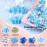 600Pcs Cute 3D Nail Charms and Gems, Blue Rabbit Bow Charms Alloy Butterfly Heart Star Nail Jewels with Nail Rhinestones, Mixed Gold Nail Studs Charms and Glitter Nail Sequins for Nail Design (Blue)