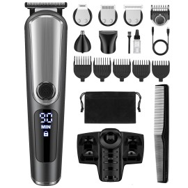 YIRISO Beard Trimmer for Men, Electric Razor Shavers for Men, Cordless Rechargeable Waterproof Grooming Kit for Shaving Face, Mustache Nose Body Hair Trimmer Clipper, LED Display, Gifts for Him