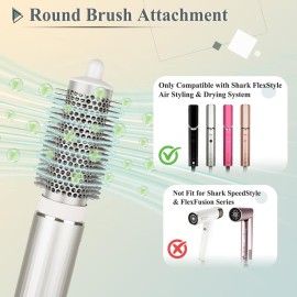 Chivixe Round Brush Attachment for Shark FlexStyle Blow Dryers Attachments, Normal Oval Round Volumizing Brush Styling for Straight, Wavy, Curly, and Coily Hair, Sliver