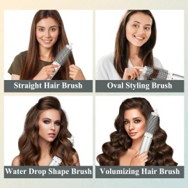 Chivixe Round Brush Attachment for Shark FlexStyle Blow Dryers Attachments, Normal Oval Round Volumizing Brush Styling for Straight, Wavy, Curly, and Coily Hair, Sliver