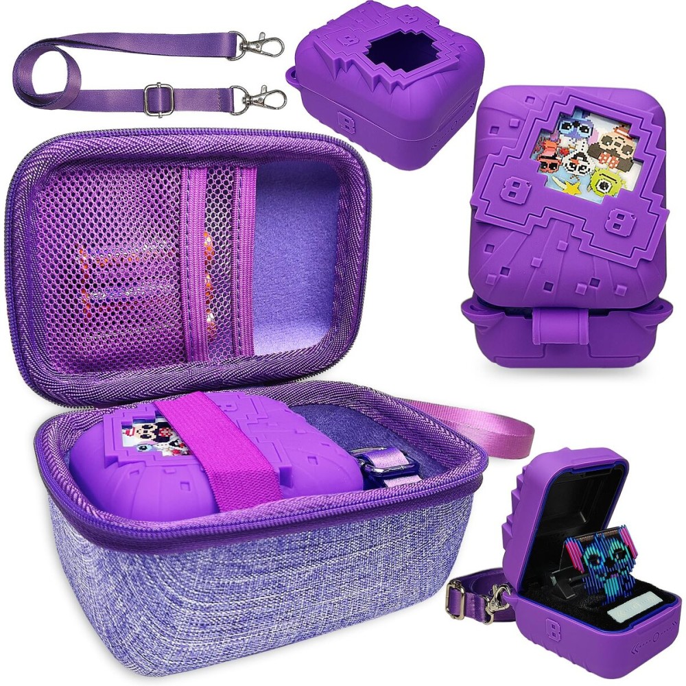 JCHPINE Hard Carrying Case and Silicone Cover for Bitzee Disney Interactive Toy Digital Pet, Protective Case for Bitzee Disney Virtual Electronic Pets Accessories (Purple)