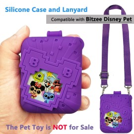 JCHPINE Hard Carrying Case and Silicone Cover for Bitzee Disney Interactive Toy Digital Pet, Protective Case for Bitzee Disney Virtual Electronic Pets Accessories (Purple)