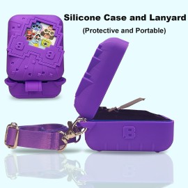 JCHPINE Hard Carrying Case and Silicone Cover for Bitzee Disney Interactive Toy Digital Pet, Protective Case for Bitzee Disney Virtual Electronic Pets Accessories (Purple)