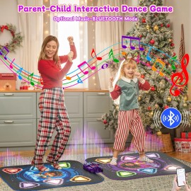 Upgraded Dance Mat for Kids, Single & Double Players Mode Electronic Dance Pad with Light-up 12-Button Wireless Bluetooth 5 Game Modes Christmas Birthday Gift for Girls Boys Ages 3 4 5 6 7 8 8-12