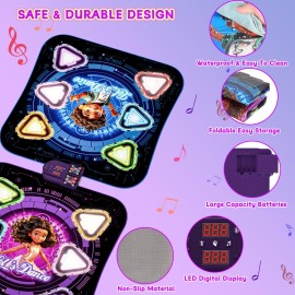 Upgraded Dance Mat for Kids, Single & Double Players Mode Electronic Dance Pad with Light-up 12-Button Wireless Bluetooth 5 Game Modes Christmas Birthday Gift for Girls Boys Ages 3 4 5 6 7 8 8-12