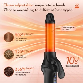 HCRTGAY Curling Iron,Cordless Rechargeable Curling Iron,Cordless Hair Curler(3 Gear),Travel Mini Flat Iron 4000 mAh,Battery Straightener and Curler 2 in 1 for Long Short Hair(Rose Gold & Black)