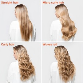 HCRTGAY Curling Iron,Cordless Rechargeable Curling Iron,Cordless Hair Curler(3 Gear),Travel Mini Flat Iron 4000 mAh,Battery Straightener and Curler 2 in 1 for Long Short Hair(Rose Gold & Black)