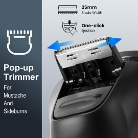 Electric Razor for Men, Cordless Shaver for Men Face, USB-C Rechargeable Mens Electric Razors for Shaving face,Waterproof Wet Dry Shaver with Pop Up Trimmer, Portable Razor by KOMINGDON