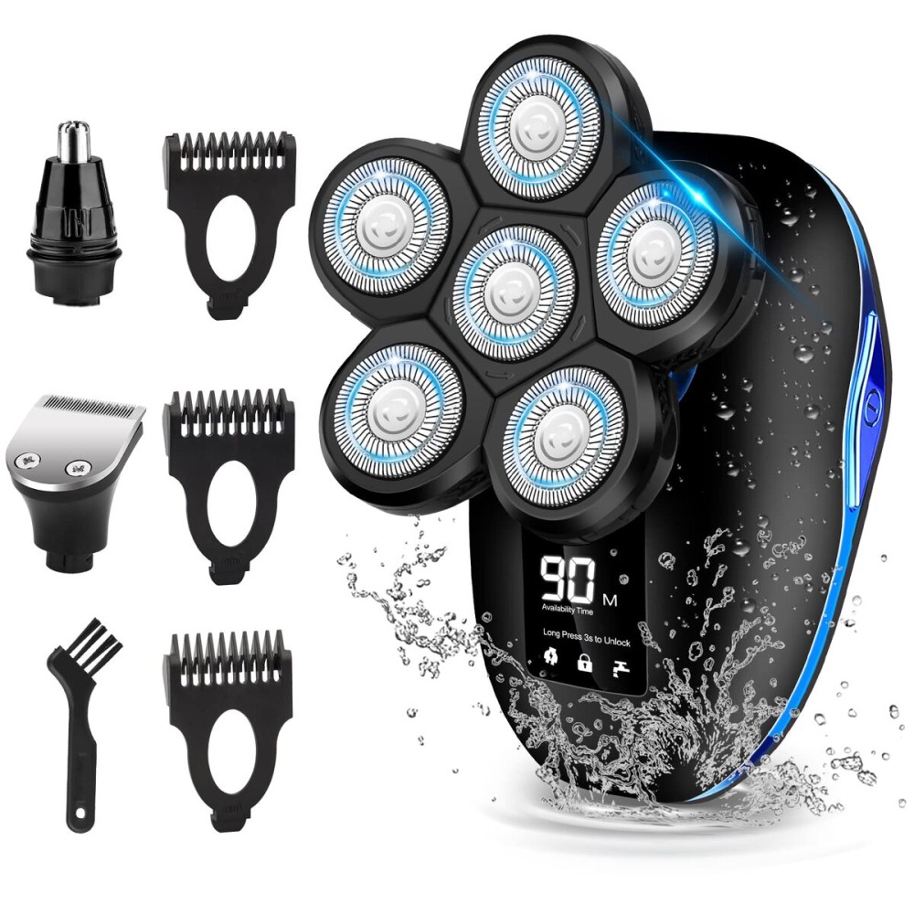 Head Shaver for Bald Men,6-in-1 Electric Shaver for Bald Head 6D Wet/Dry Waterproof Mens Electric Razor Head Shavers Mens Grooming Kit Cordless Rechargeable Face Head Shaving Rotary Shavers Head Shaver for Bald Men,6-in-1 Electric Shaver for Bald Head 6D Wet/Dry Waterproof Mens Electric Razor Head Shavers Mens Grooming Kit Cordless Rechargeable Face Head Shaving Rotary Shavers
