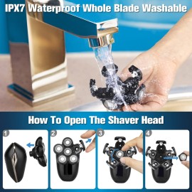 Head Shaver for Bald Men,6-in-1 Electric Shaver for Bald Head 6D Wet/Dry Waterproof Mens Electric Razor Head Shavers Mens Grooming Kit Cordless Rechargeable Face Head Shaving Rotary Shavers Head Shaver for Bald Men,6-in-1 Electric Shaver for Bald Head 6D Wet/Dry Waterproof Mens Electric Razor Head Shavers Mens Grooming Kit Cordless Rechargeable Face Head Shaving Rotary Shavers