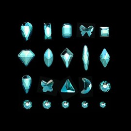 Yzzseven 14 Types of 700 Lake Blue Diamonds + 2100 Flat Rhinestones Mix 20 Styles Flatback DIY Crafts Rhinestone Crystals 3D Ornaments Flat Back Stones Set + Tweezers + Drill Pen