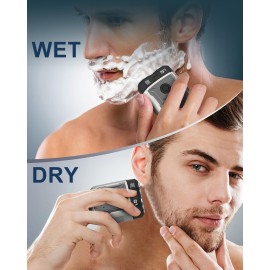 Portable Electric Shaver, Travel Electric Razor, Mini Travel Shaver with Duel Steel, IPX7 Waterproof Wet/Dry Shaving, Cordless, Rechargeable, Rotary