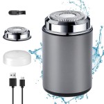 Rechargeable Electric Shaver for Men,2025 New Mini Electric Shavers Portable,Pocket Size Washable Electric Razor,Double-Ring Magnetic Cutter,USB Rechargeable Waterproof Electric Razor Trimmer (Gray)