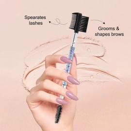 3 Head Eyebrow Eyelash Shaper Eyelash Comb Double Head Brush Makeup Grooming Tool cosmetic with 3 Different Spoolie Brushes for Separating Lashes, Eliminating Mascara Clumps, Grooming and Shaping Brow