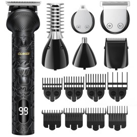 GLAKER Beard Trimmer for Men, Electric Razor for Body, Face, Mustache, Ear, Nose Hair Trimmer, Cordless Hair Clippers 17 Pieces 6-in-1 Shavers for Mens Grooming Kit, Gifts for Gentle (Black)