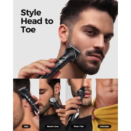 GLAKER Beard Trimmer for Men, Electric Razor for Body, Face, Mustache, Ear, Nose Hair Trimmer, Cordless Hair Clippers 17 Pieces 6-in-1 Shavers for Mens Grooming Kit, Gifts for Gentle (Black)