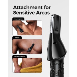 GLAKER Beard Trimmer for Men, Electric Razor for Body, Face, Mustache, Ear, Nose Hair Trimmer, Cordless Hair Clippers 17 Pieces 6-in-1 Shavers for Mens Grooming Kit, Gifts for Gentle (Black)