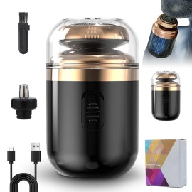 Capsule Razor: 2-in-1 Portable Electric Shaver for Men - Washable, Detachable, Waterproof Mini Shaver for Beard and Nose Hair Trimming