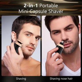 Capsule Razor: 2-in-1 Portable Electric Shaver for Men - Washable, Detachable, Waterproof Mini Shaver for Beard and Nose Hair Trimming Capsule Razor: 2-in-1 Portable Electric Shaver for Men - Washable, Detachable, Waterproof Mini Shaver for Beard and Nose Hair Trimming