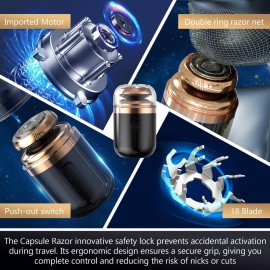 Capsule Razor: 2-in-1 Portable Electric Shaver for Men - Washable, Detachable, Waterproof Mini Shaver for Beard and Nose Hair Trimming Capsule Razor: 2-in-1 Portable Electric Shaver for Men - Washable, Detachable, Waterproof Mini Shaver for Beard and Nose Hair Trimming