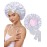 Satin Bonnet Silk Bonnet for Sleeping Silk Sleep Cap Double Layer Hair Bonnet with Elastic Tie Band for Curly Hair Night Cap (Light silver+Pink)